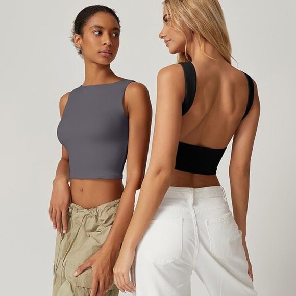 🖤✨ Black Open Back Boat Neck Crop Top | Size Small | NWT ✨🖤 - Picture 2 of 6